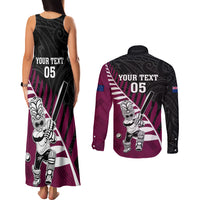 Custom New Zealand Northern Districts Cricket Couples Matching Tank Maxi Dress and Long Sleeve Button Shirt With Maori Pattern LT05 - Polynesian Pride