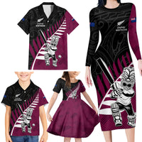 Custom New Zealand Northern Districts Cricket Family Matching Long Sleeve Bodycon Dress and Hawaiian Shirt With Maori Pattern LT05 - Polynesian Pride