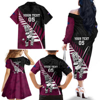 Custom New Zealand Northern Districts Cricket Family Matching Off The Shoulder Long Sleeve Dress and Hawaiian Shirt With Maori Pattern LT05 - Polynesian Pride