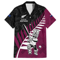 Custom New Zealand Northern Districts Cricket Family Matching Off The Shoulder Long Sleeve Dress and Hawaiian Shirt With Maori Pattern LT05 Dad's Shirt - Short Sleeve Maroon - Polynesian Pride