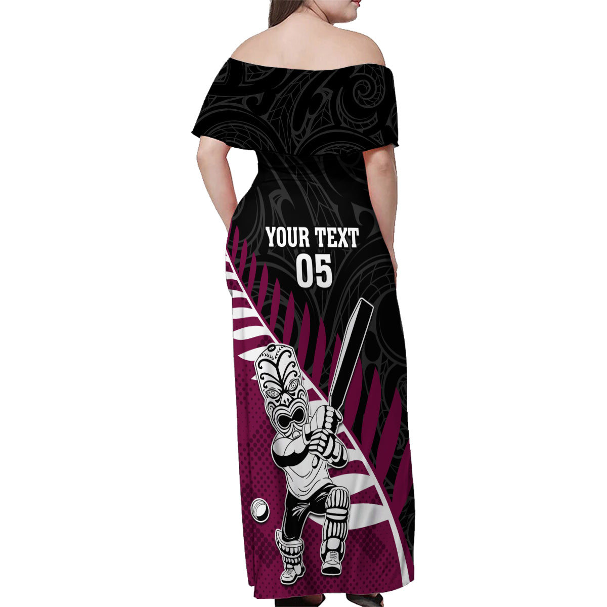 Custom New Zealand Northern Districts Cricket Family Matching Off Shoulder Maxi Dress and Hawaiian Shirt With Maori Pattern LT05 - Polynesian Pride