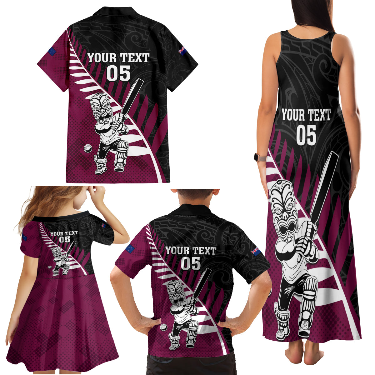 Custom New Zealand Northern Districts Cricket Family Matching Tank Maxi Dress and Hawaiian Shirt With Maori Pattern LT05 - Polynesian Pride