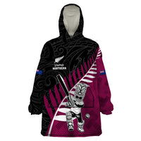 Custom New Zealand Northern Districts Cricket Wearable Blanket Hoodie With Maori Pattern LT05 One Size Maroon - Polynesian Pride