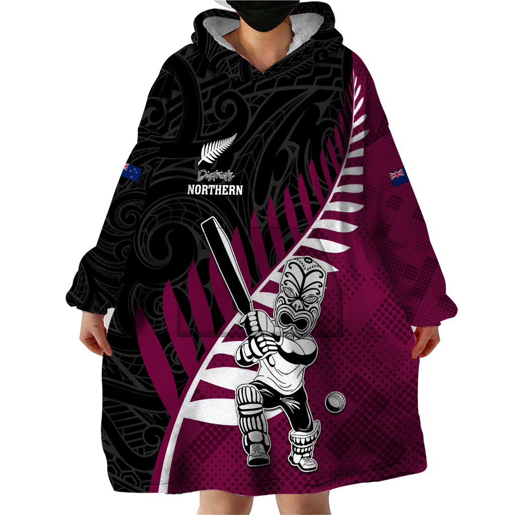 Custom New Zealand Northern Districts Cricket Wearable Blanket Hoodie With Maori Pattern LT05 - Polynesian Pride