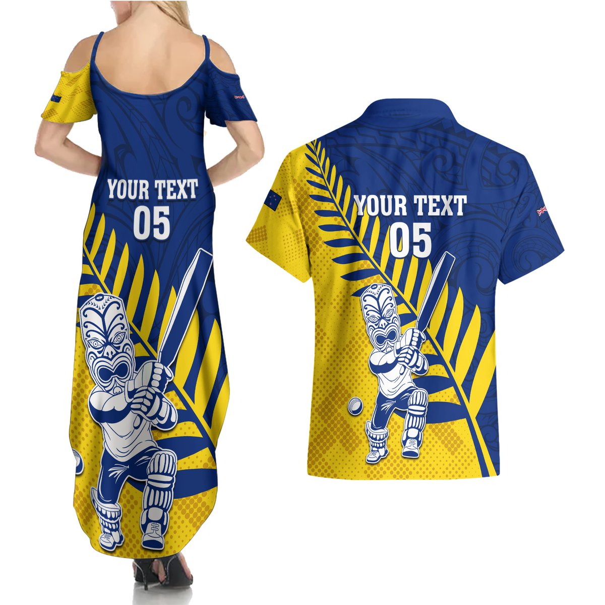 Custom New Zealand Otago Cricket Couples Matching Summer Maxi Dress and Hawaiian Shirt With Maori Pattern LT05 - Polynesian Pride