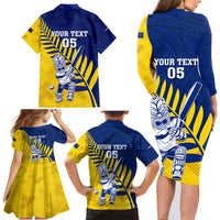 Custom New Zealand Otago Cricket Family Matching Long Sleeve Bodycon Dress and Hawaiian Shirt With Maori Pattern LT05 - Polynesian Pride