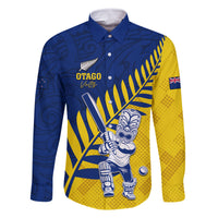 Custom New Zealand Otago Cricket Family Matching Off Shoulder Maxi Dress and Hawaiian Shirt With Maori Pattern LT05 Dad's Shirt - Long Sleeve Yellow - Polynesian Pride
