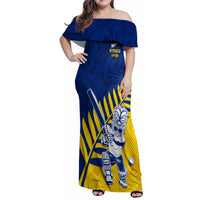 Custom New Zealand Otago Cricket Family Matching Off Shoulder Maxi Dress and Hawaiian Shirt With Maori Pattern LT05 Mom's Dress Yellow - Polynesian Pride