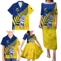 Custom New Zealand Otago Cricket Family Matching Puletasi and Hawaiian Shirt With Maori Pattern LT05 - Polynesian Pride