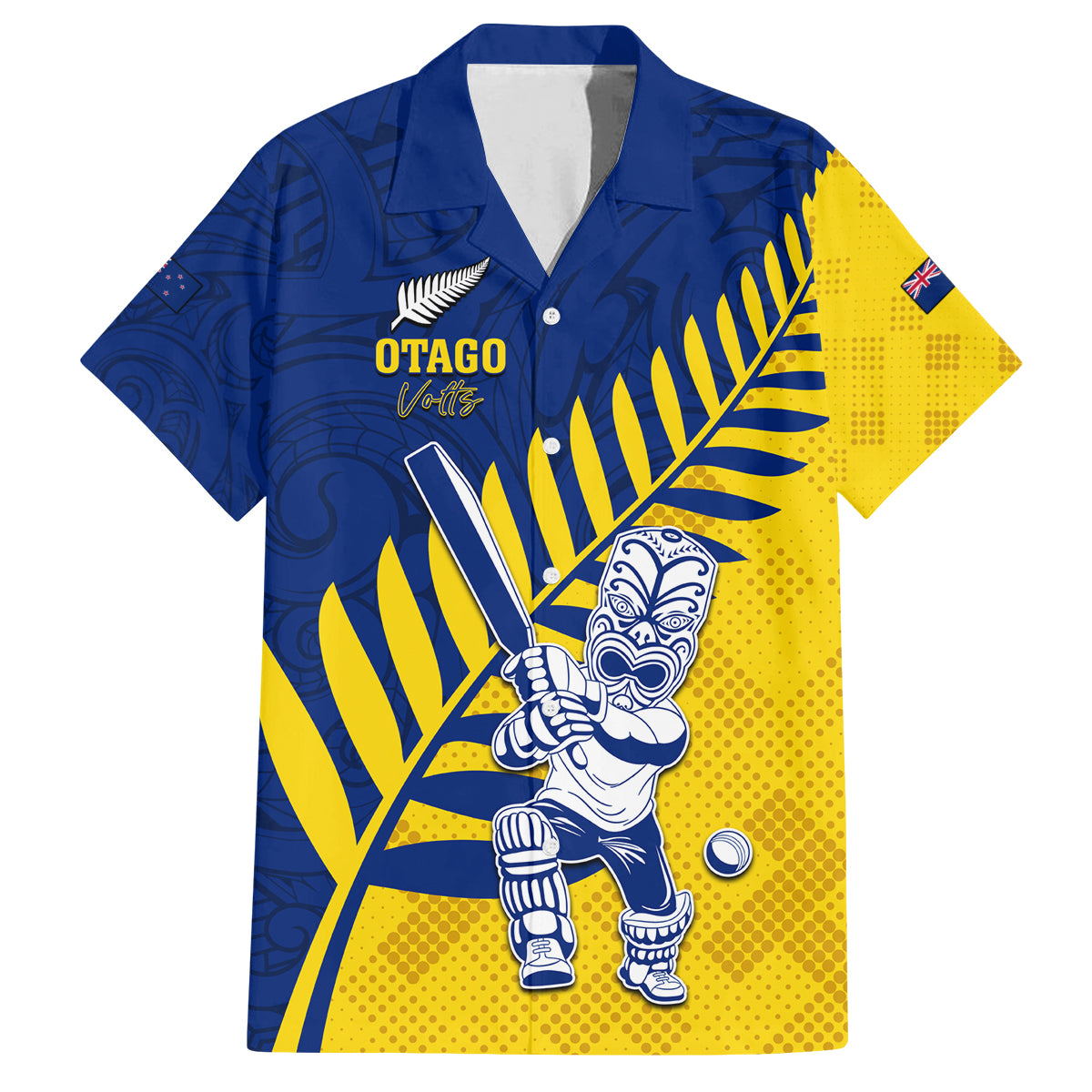 Custom New Zealand Otago Cricket Family Matching Tank Maxi Dress and Hawaiian Shirt With Maori Pattern LT05 Dad's Shirt - Short Sleeve Yellow - Polynesian Pride