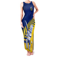 Custom New Zealand Otago Cricket Family Matching Tank Maxi Dress and Hawaiian Shirt With Maori Pattern LT05 Mom's Dress Yellow - Polynesian Pride