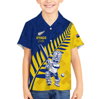 Custom New Zealand Otago Cricket Family Matching Tank Maxi Dress and Hawaiian Shirt With Maori Pattern LT05 Son's Shirt Yellow - Polynesian Pride