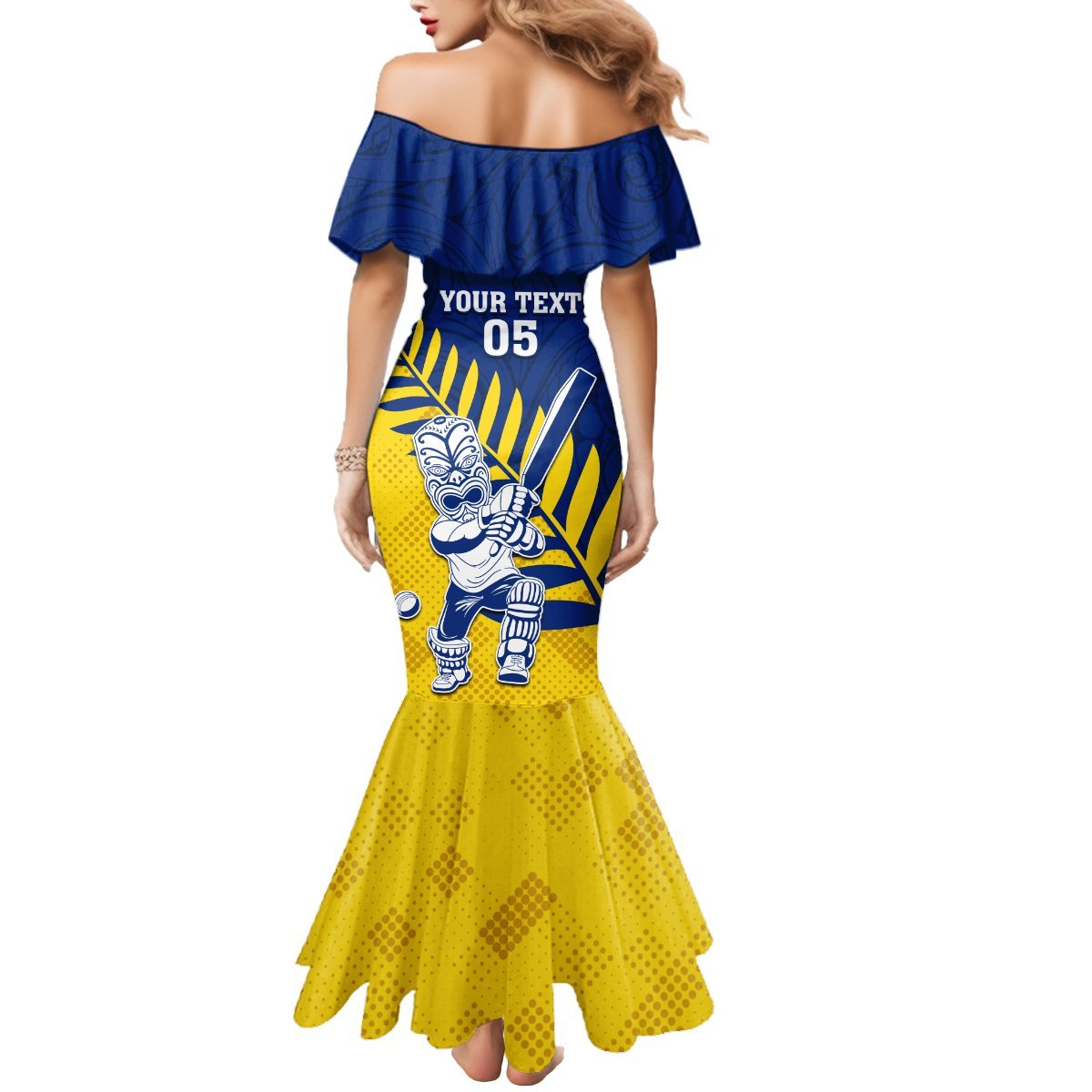 Custom New Zealand Otago Cricket Mermaid Dress With Maori Pattern LT05 - Polynesian Pride