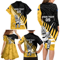 Custom New Zealand Wellington Cricket Family Matching Long Sleeve Bodycon Dress and Hawaiian Shirt With Maori Pattern LT05 - Polynesian Pride