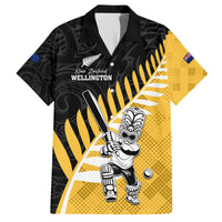 Custom New Zealand Wellington Cricket Family Matching Off Shoulder Maxi Dress and Hawaiian Shirt With Maori Pattern LT05 Dad's Shirt - Short Sleeve Yellow - Polynesian Pride