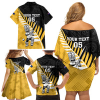 Custom New Zealand Wellington Cricket Family Matching Off Shoulder Short Dress and Hawaiian Shirt With Maori Pattern LT05 - Polynesian Pride