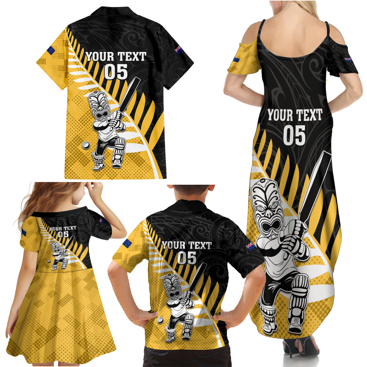 Custom New Zealand Wellington Cricket Family Matching Summer Maxi Dress and Hawaiian Shirt With Maori Pattern LT05 - Polynesian Pride