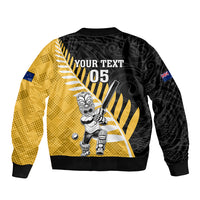 Custom New Zealand Wellington Cricket Sleeve Zip Bomber Jacket With Maori Pattern LT05 - Polynesian Pride