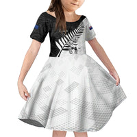 Custom New Zealand Cricket Family Matching Off Shoulder Maxi Dress and Hawaiian Shirt With Maori Pattern LT05 Daughter's Dress Black - Polynesian Pride