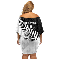 Custom New Zealand Cricket Family Matching Off Shoulder Short Dress and Hawaiian Shirt With Maori Pattern LT05 - Polynesian Pride