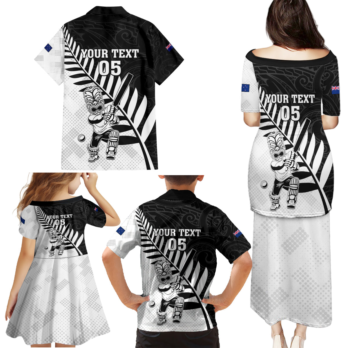 Custom New Zealand Cricket Family Matching Puletasi and Hawaiian Shirt With Maori Pattern LT05 - Polynesian Pride