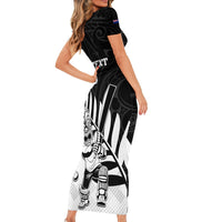 Custom New Zealand Cricket Family Matching Short Sleeve Bodycon Dress and Hawaiian Shirt With Maori Pattern LT05 - Polynesian Pride