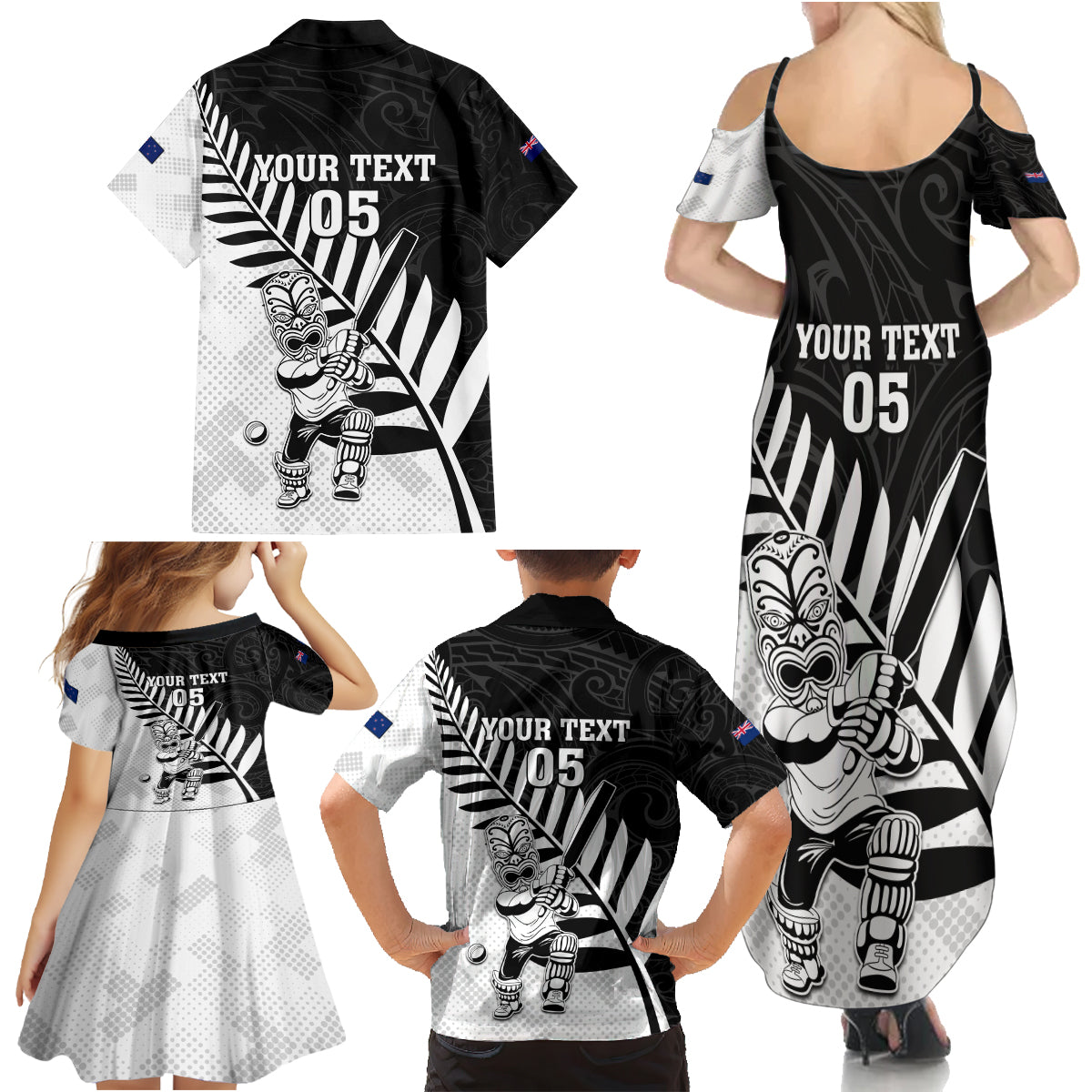 Custom New Zealand Cricket Family Matching Summer Maxi Dress and Hawaiian Shirt With Maori Pattern LT05 - Polynesian Pride