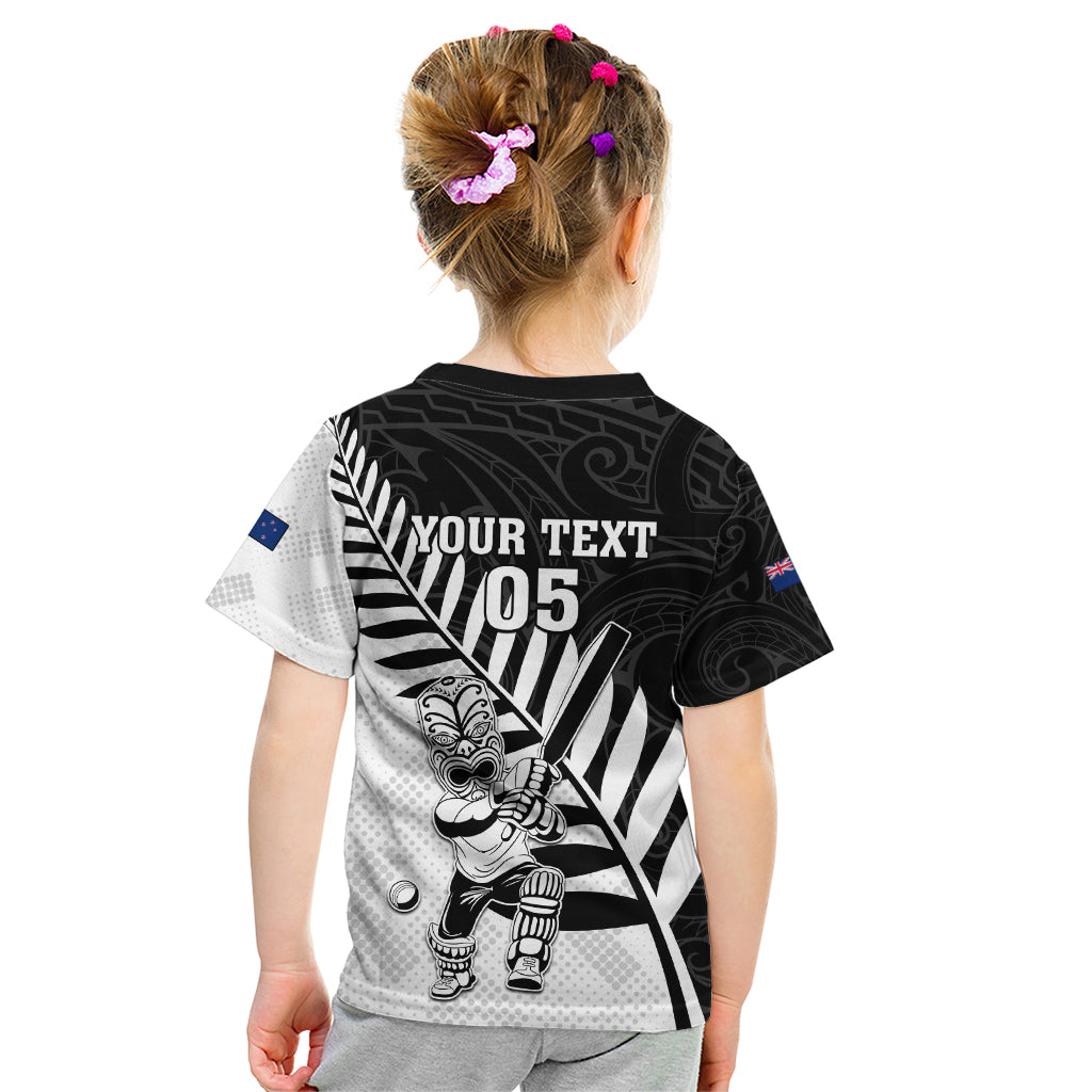 Custom New Zealand Cricket Kid T Shirt With Maori Pattern LT05 - Polynesian Pride