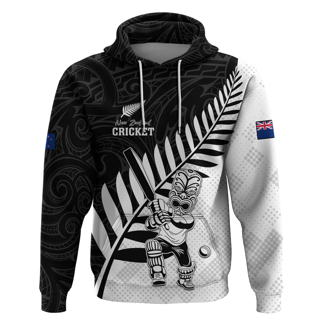 Custom New Zealand Cricket Zip Hoodie With Maori Pattern LT05 Pullover Hoodie Black - Polynesian Pride