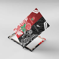 New Zealand And England Rugby Canvas Wall Art Maori Tiki With Red Rose Together LT05 With Frame Red - Polynesian Pride