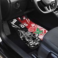 New Zealand And England Rugby Car Mats Maori Tiki With Red Rose Together LT05 - Polynesian Pride