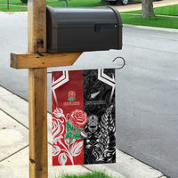 New Zealand And England Rugby Garden Flag Maori Tiki With Red Rose Together LT05 - Polynesian Pride