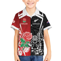 New Zealand And England Rugby Custom Hawaiian Shirt Maori Tiki With Red Rose Together LT05 - Polynesian Pride