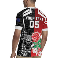 New Zealand And England Rugby Custom Rugby Jersey Maori Tiki With Red Rose Together LT05 - Polynesian Pride