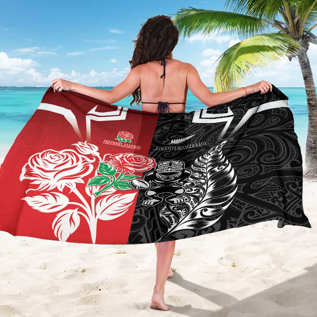 New Zealand And England Rugby Sarong Maori Tiki With Red Rose Together LT05 - Polynesian Pride