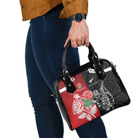 New Zealand And England Rugby Shoulder Handbag Maori Tiki With Red Rose Together LT05 - Polynesian Pride