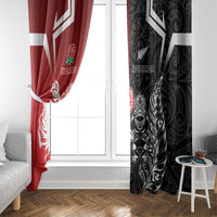 New Zealand And England Rugby Window Curtain Maori Tiki With Red Rose Together LT05 - Polynesian Pride