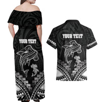 Personalised Happy Father's Day Couples Matching Off Shoulder Maxi Dress and Hawaiian Shirt I Love You Dad Polynesian Style LT05 - Polynesian Pride
