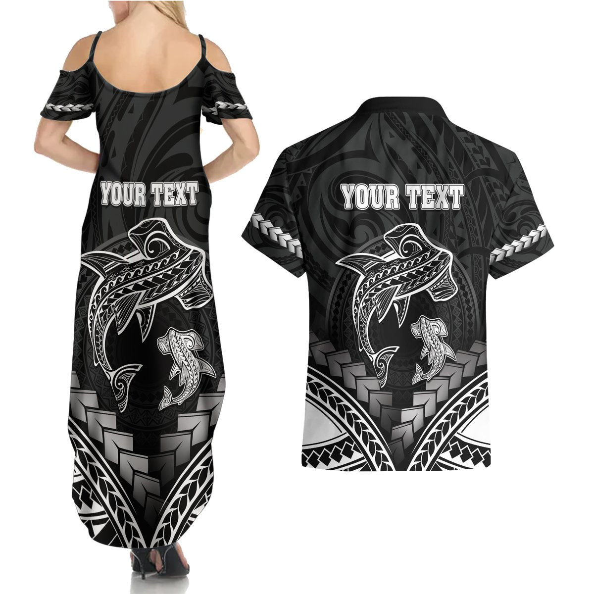 Personalised Happy Father's Day Couples Matching Summer Maxi Dress and Hawaiian Shirt I Love You Dad Polynesian Style LT05 - Polynesian Pride