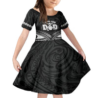 Personalised Happy Father's Day Family Matching Long Sleeve Bodycon Dress and Hawaiian Shirt I Love You Dad Polynesian Style LT05 Daughter's Dress Black - Polynesian Pride