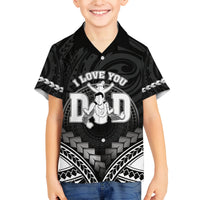 Personalised Happy Father's Day Family Matching Off The Shoulder Long Sleeve Dress and Hawaiian Shirt I Love You Dad Polynesian Style LT05 Son's Shirt Black - Polynesian Pride