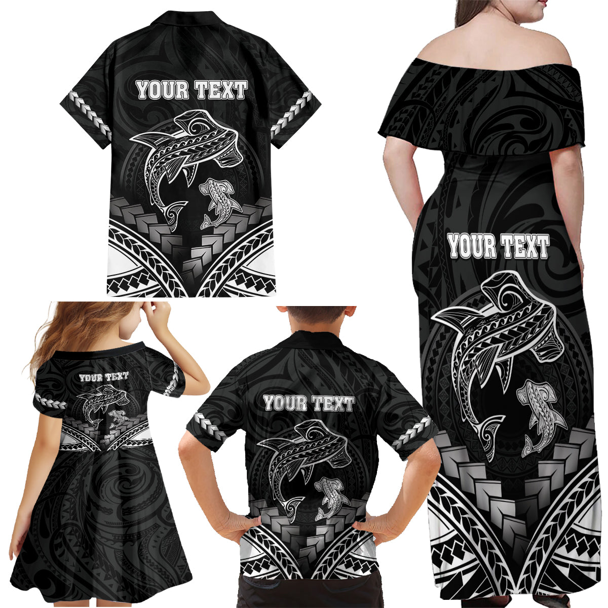 Personalised Happy Father's Day Family Matching Off Shoulder Maxi Dress and Hawaiian Shirt I Love You Dad Polynesian Style LT05 - Polynesian Pride