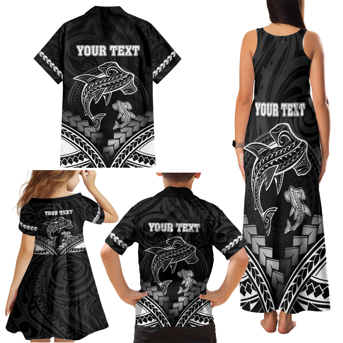 Personalised Happy Father's Day Family Matching Tank Maxi Dress and Hawaiian Shirt I Love You Dad Polynesian Style LT05 - Polynesian Pride