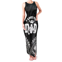 Personalised Happy Father's Day Family Matching Tank Maxi Dress and Hawaiian Shirt I Love You Dad Polynesian Style LT05 Mom's Dress Black - Polynesian Pride