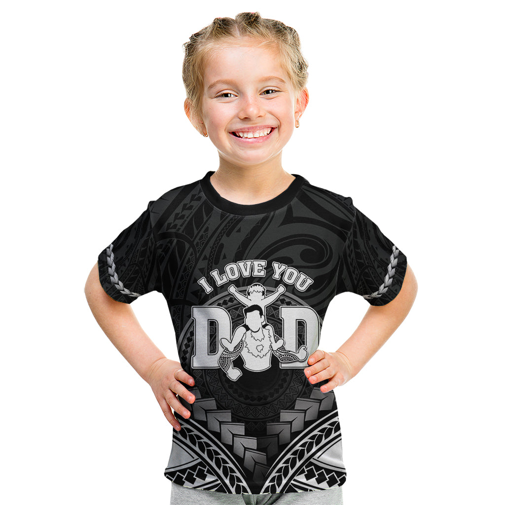 Personalised Happy Father's Day Kid T Shirt I Love You Dad Polynesian Style