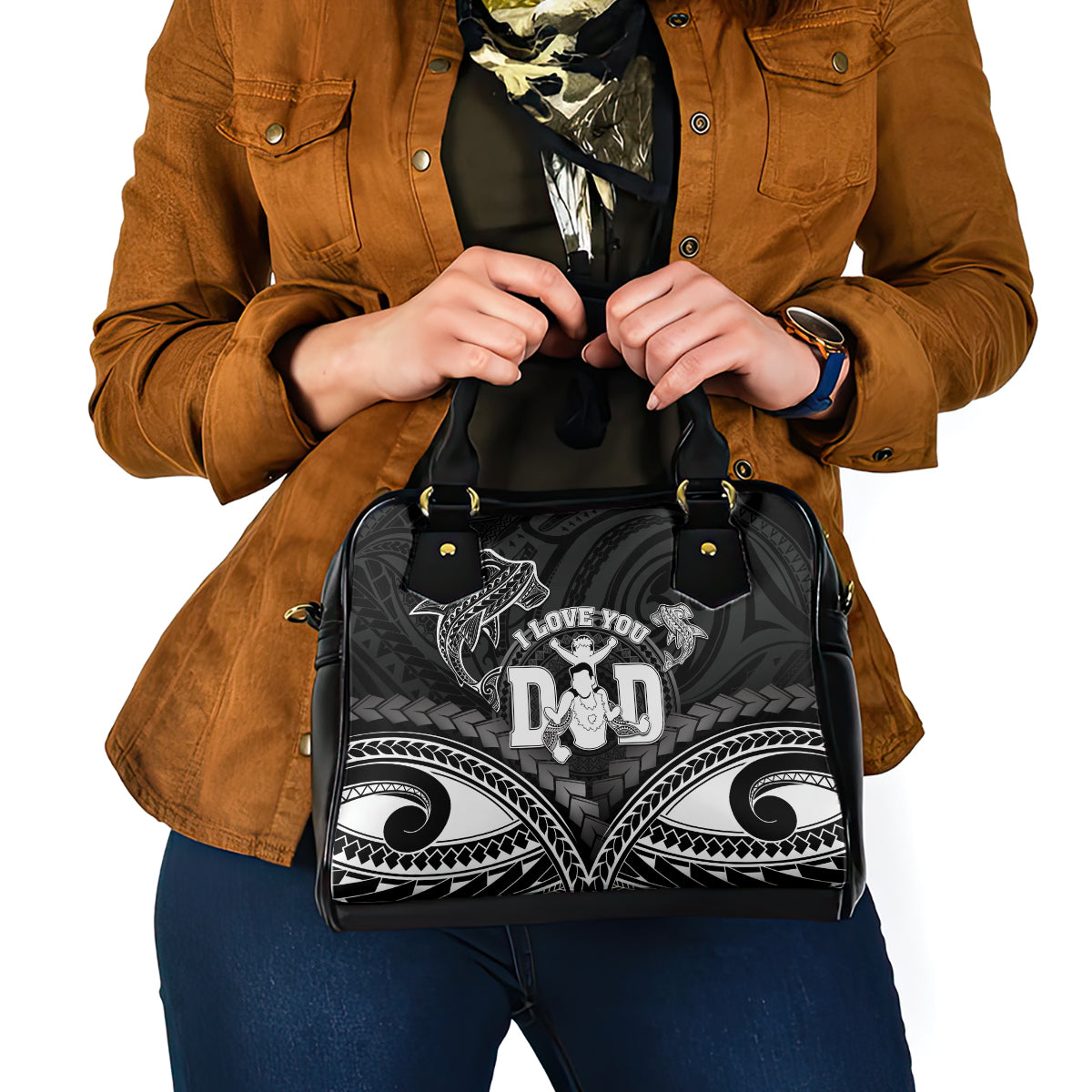 Happy Father's Day Shoulder Handbag I Love You Dad Polynesian Style