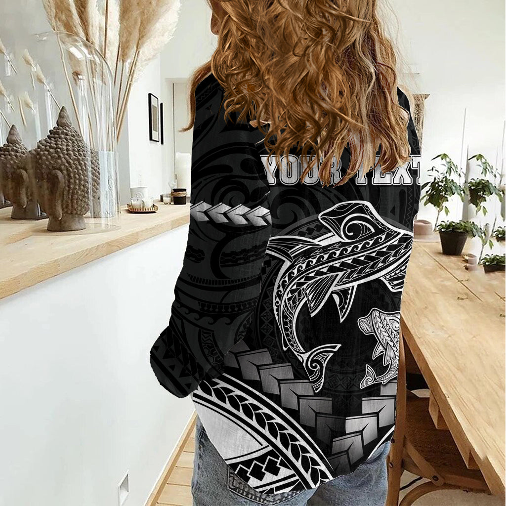 Personalised Happy Father's Day Women Casual Shirt I Love You Dad Polynesian Style LT05 - Polynesian Pride