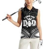 Personalised Happy Father's Day Women Sleeveless Polo Shirt I Love You Dad Polynesian Style LT05 - Polynesian Pride