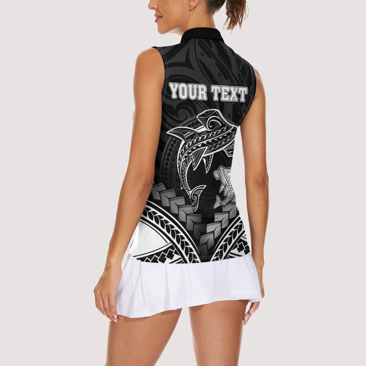 Personalised Happy Father's Day Women Sleeveless Polo Shirt I Love You Dad Polynesian Style LT05 - Polynesian Pride