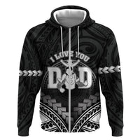 Personalised Happy Father's Day Zip Hoodie I Love You Dad Polynesian Style LT05 Zip Hoodie Black - Polynesian Pride